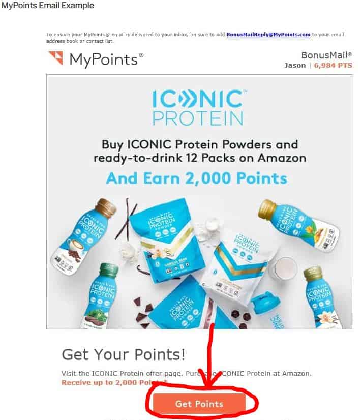 My Points email Example