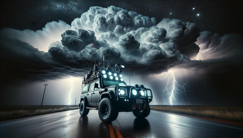 night time storm chasing excitement