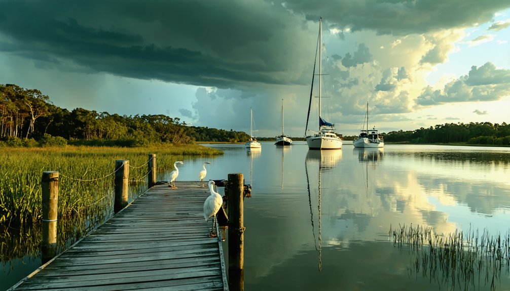seek sheltered natural anchorages