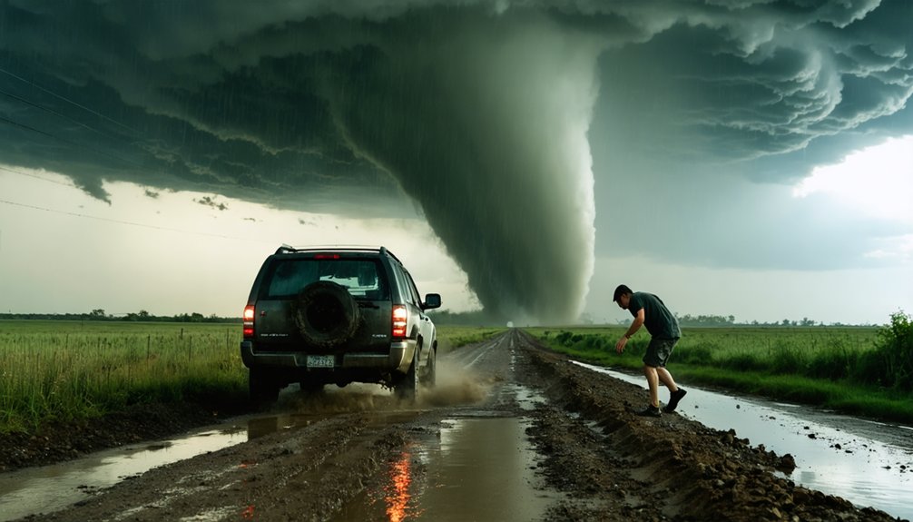 seek shelter in low ground